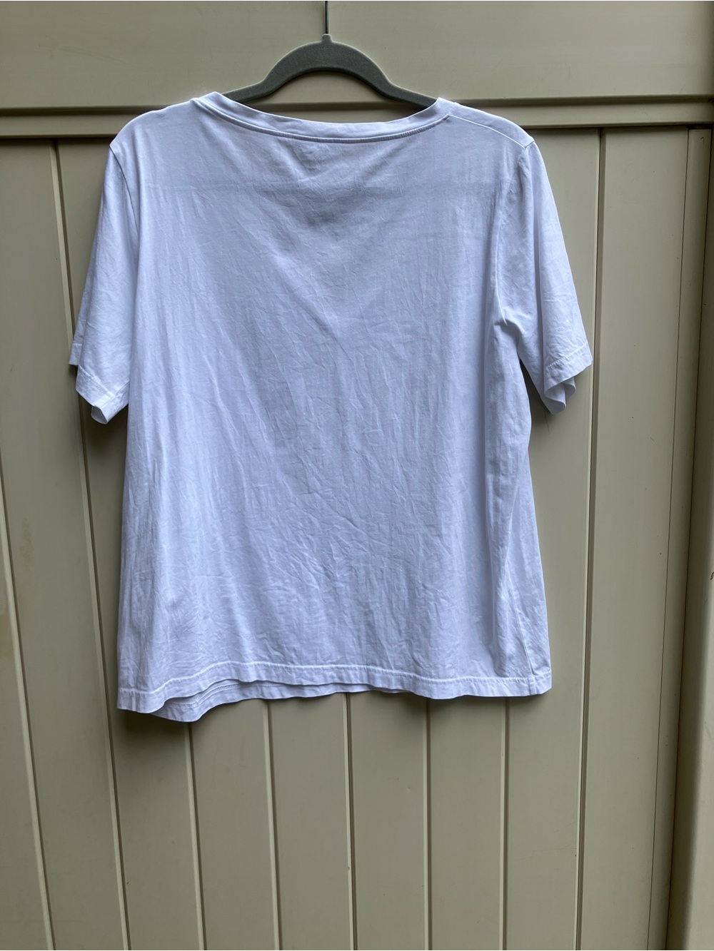 100% cotton COS white tee neutral summer staple layering medium deep v neck - Picture 5 of 9